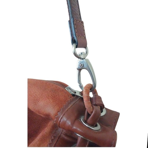 John Cole Womens Brown Suede Full Grain Leather Hobo Western Saddle Bag Purse - Picture 7 of 12